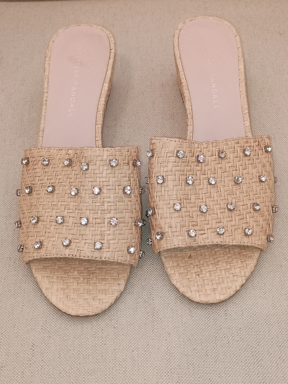 Loeffler Randal Twilly Wedge Slides Natural Straw Raffia Size 8.5 - Picture 2 of 13